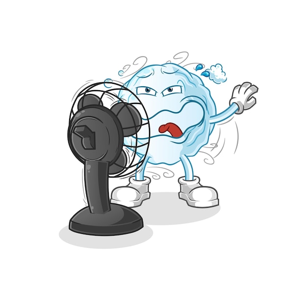 Snowball in front of the fan character cartoon mascot vector