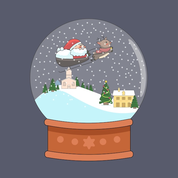The Snowball Glass Contains Santa Claus and Reindeer