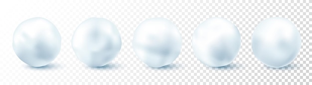 벡터 투명한 배경에 고립 된 스노우볼 스노우 볼 컬렉션 얼어붙은 얼음 공 겨울 장식