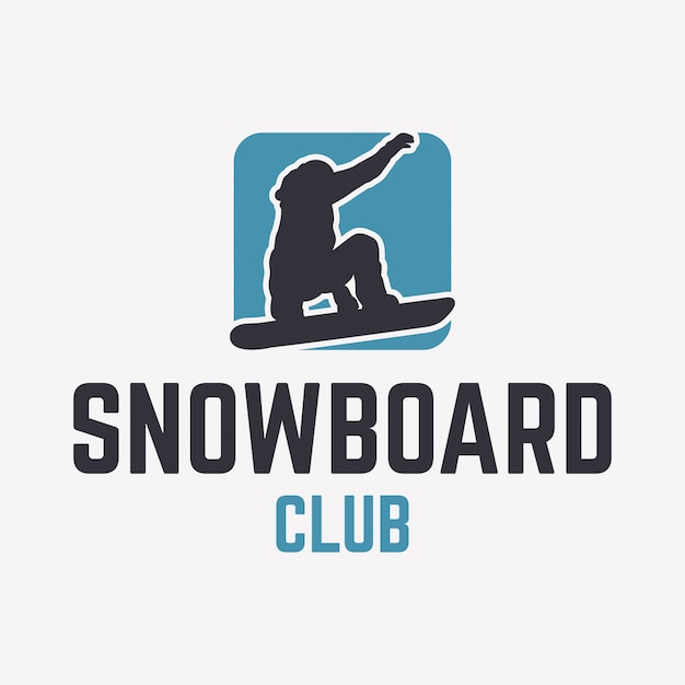 Snowboard club logo sjabloon met snowboarder silhouet