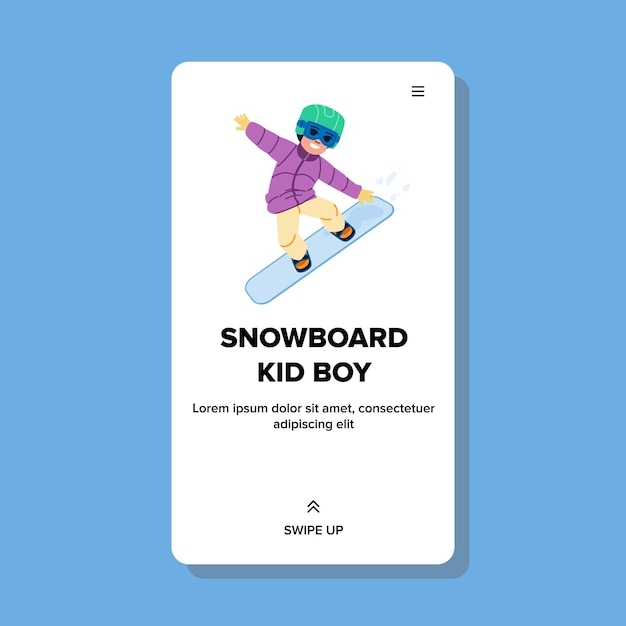 Snowboard kid boy vector