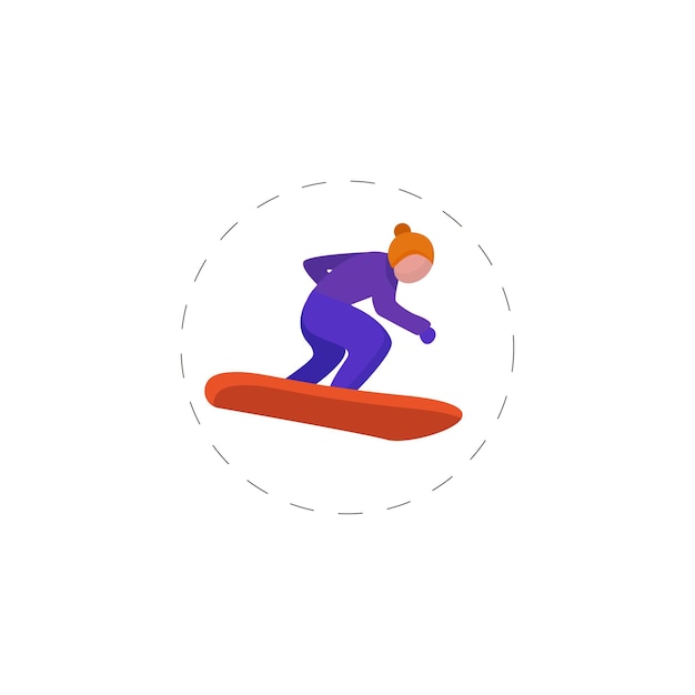 Snowboard kleurrijke platte vector icon