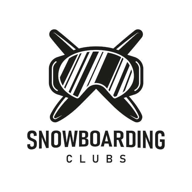 Logo snowboard emblemi e simboli di attività invernali all'aperto in stile retrò sport estremi