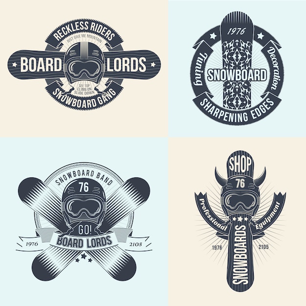 Snowboard logos template set