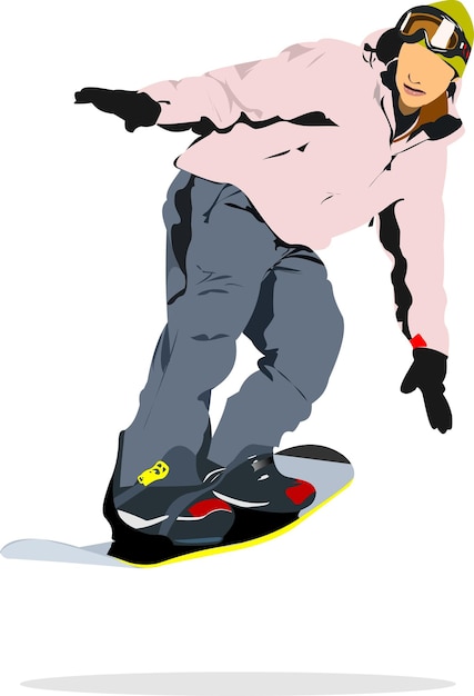 Силуэт человека на сноуборде Векторная 3d иллюстрация
