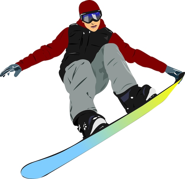 Snowboard man silhouette Vector 3d illustration