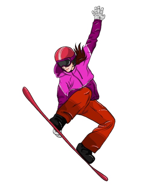 Vector snowboard meisje