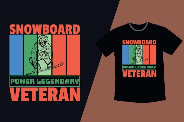 Vector snowboard power retro t-shirt ontwerp