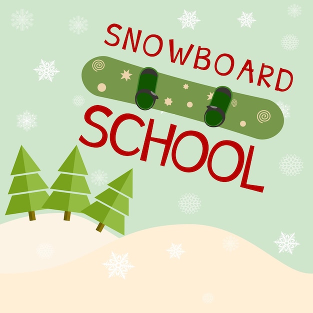 Snowboard school logo template Vector