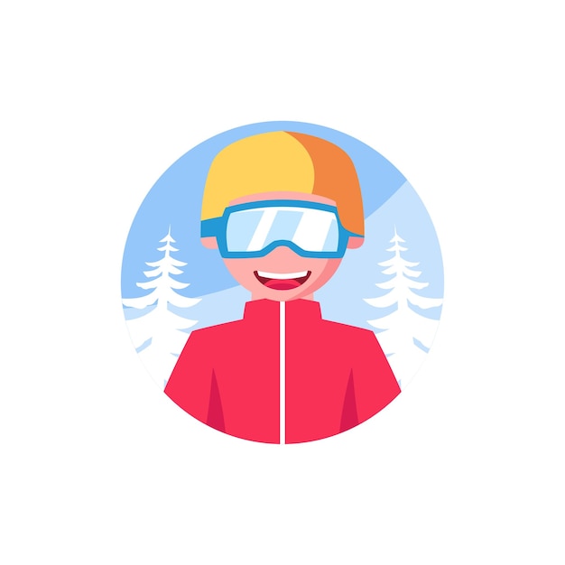 Vettore snowboard smile winter character design templates