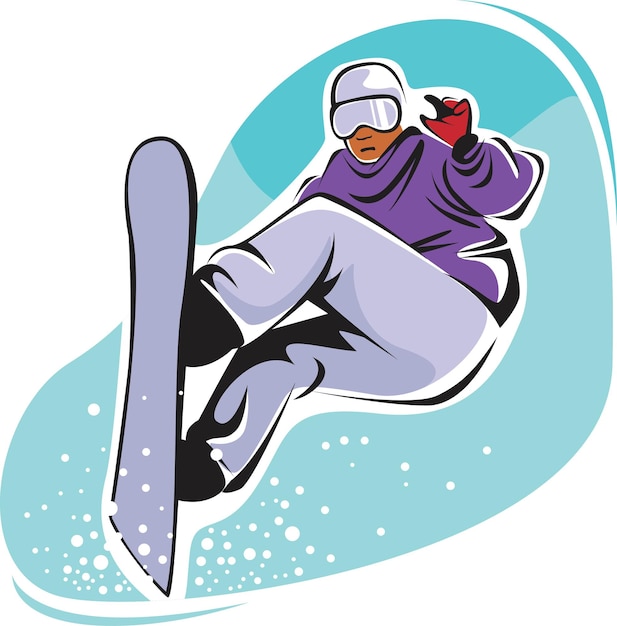 Vector snowboarder in action vector illustration