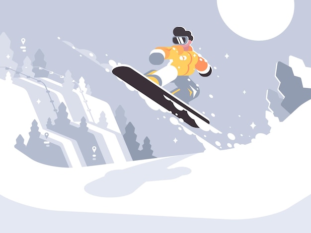 Snowboarder guy snowboarding