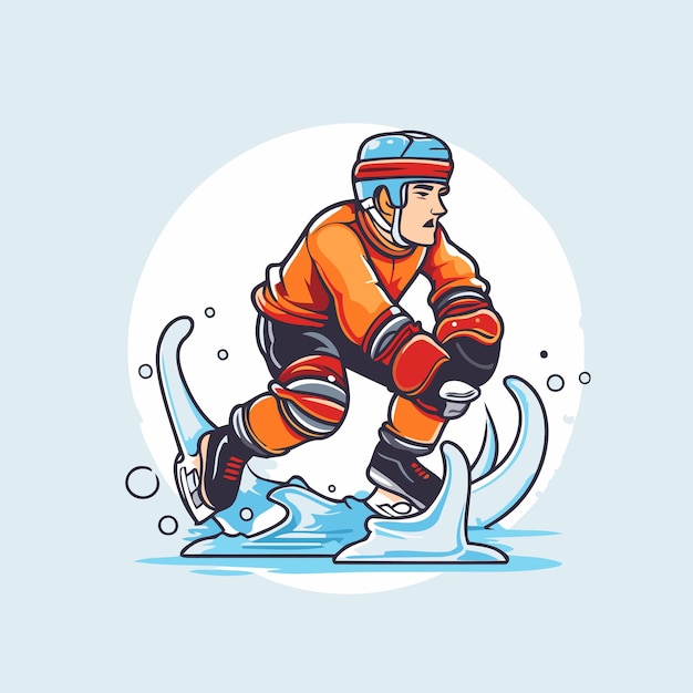 Snowboarder in helmet and ice skates Vector illustration