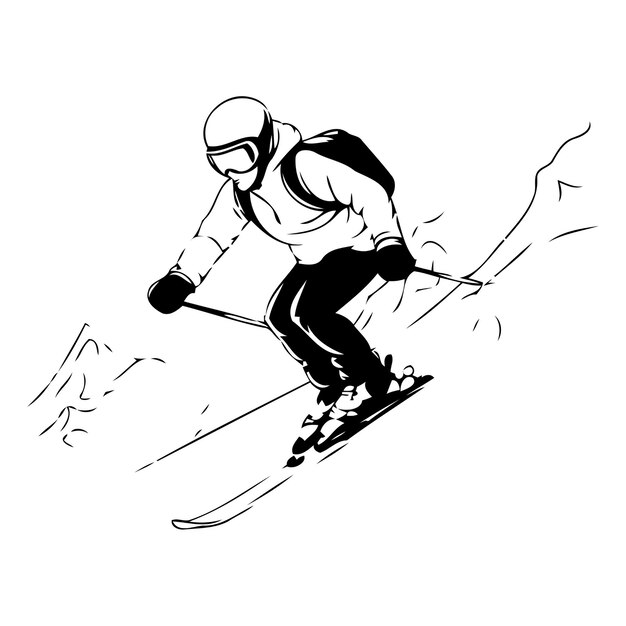 Vector snowboarder in the mountains on a white background vector illustration