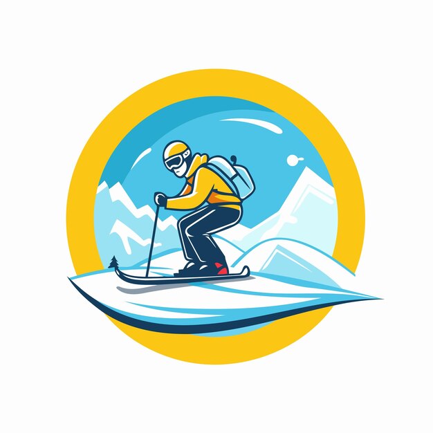 Vector snowboarder op een surfplank vector illustratie in platte stijl