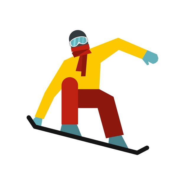 Vector snowboarder on the snowboard deck icon in flat style on a white background