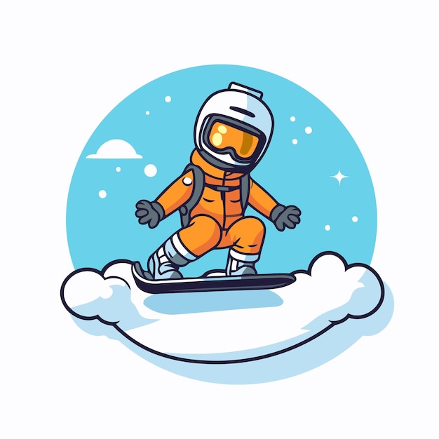 Snowboarder on snowboard Vector illustration in cartoon style