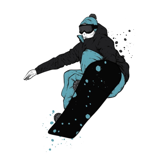 Vector snowboarder in stylish clothes