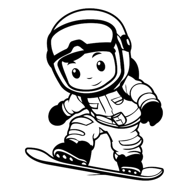 Snowboarder Vector illustration on white background Cartoon style