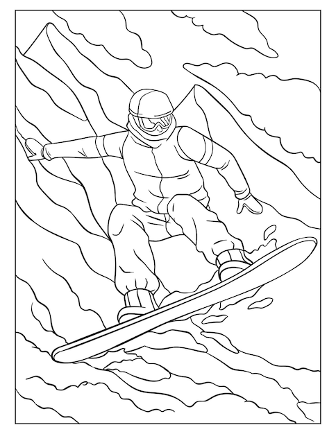 Snowboarding coloring page for kids