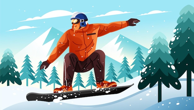 Vector snowboarding illustration