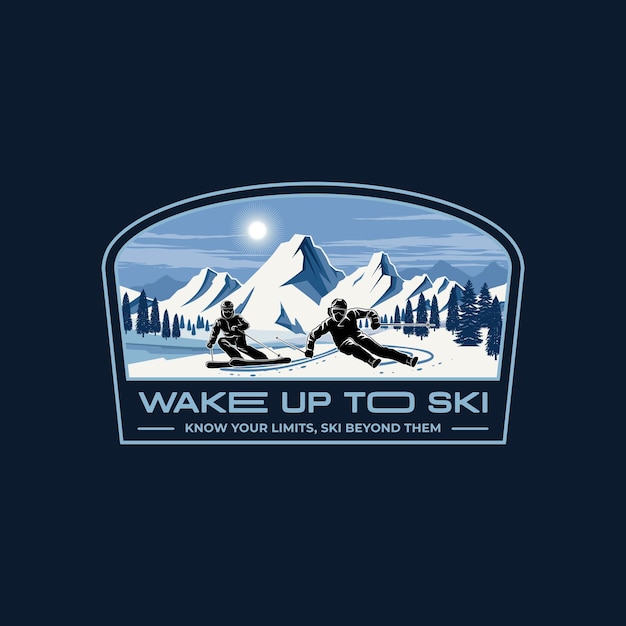 スノーボードのロゴデザイン スキースポーツのロゴイラストベクトル