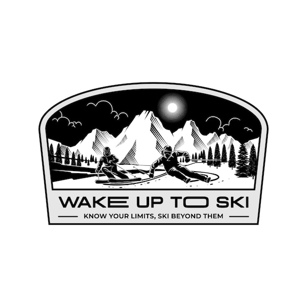 Snowboard logo design vettore di illustrazione del logo degli sport sciistici
