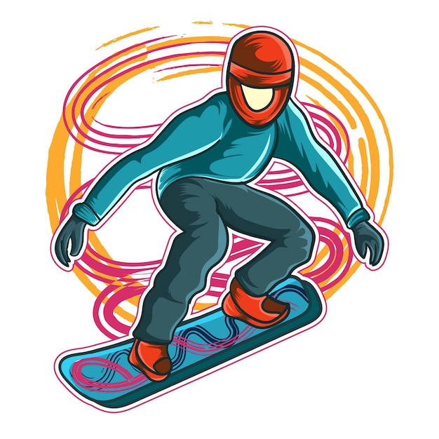 Snowboarding vector illustration colorful person