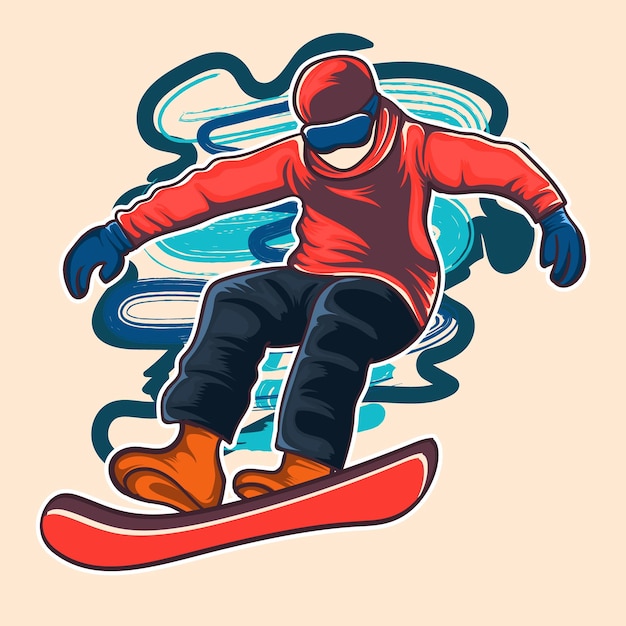 Snowboarding vector illustration man