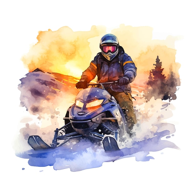 Snowcross aquarel hand verf ilustratie