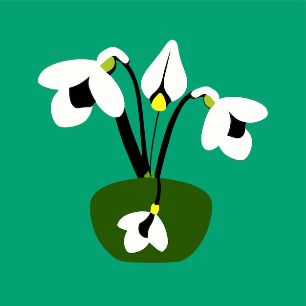 Vector snowdrop flat flower vector illustration