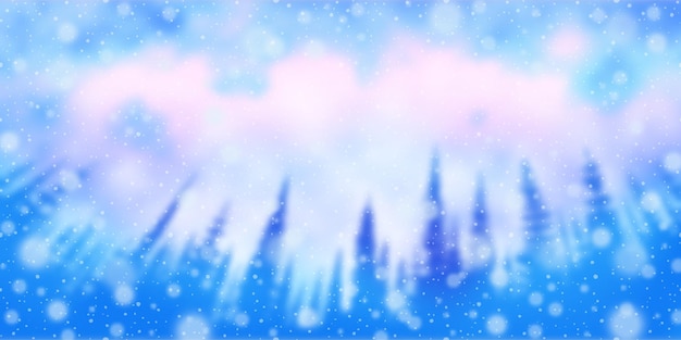 Vector snowfall against blurred winter background bokeh