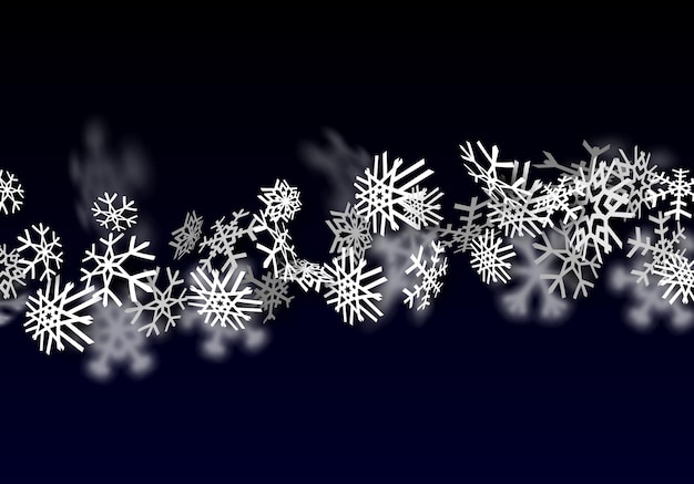 Vector snowfall background falling transparent snow with big snowflakes