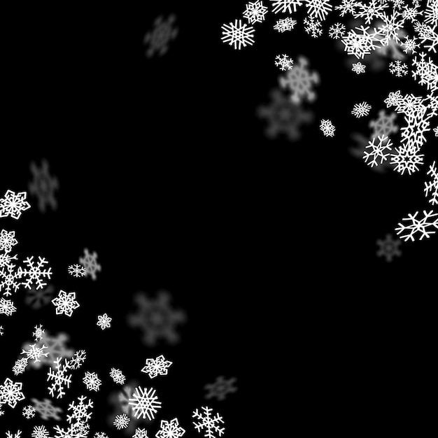 Вектор Снегопад фон со снежинками размытым в темноте