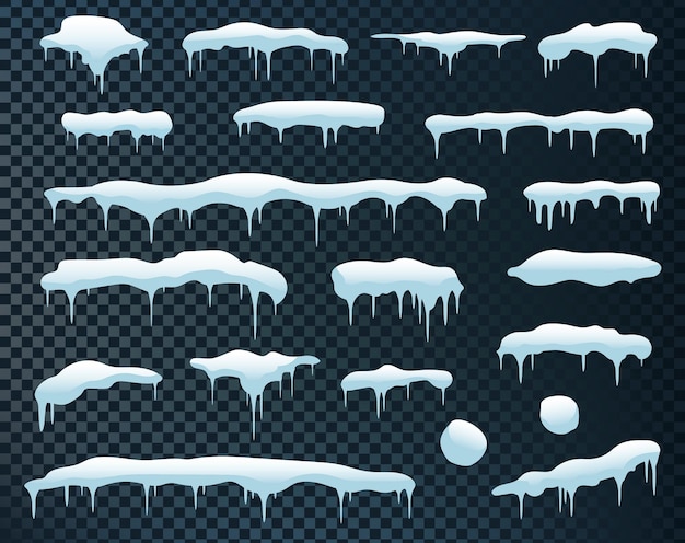 Snowfall Big Set Isolated White Background With Gradient Mesh Vector Illustration