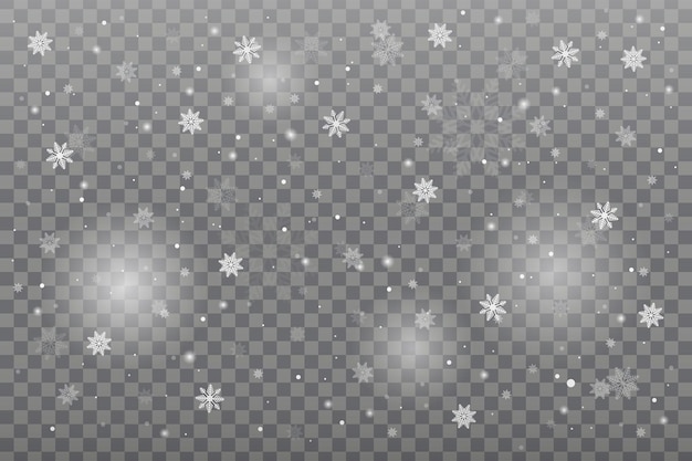 Snowfall Falling snow on transparent background Christmas decoration snowflake