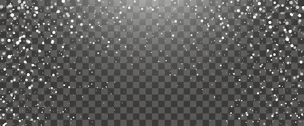 Snowfall and falling snowflakes on transparent background. White snowflakes and Christmas snow. Vector illustration