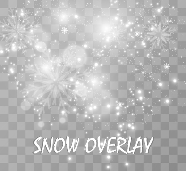 Snowfall. A lot of snow on a transparent background. Christmas winter background. Snowflakes falling from the sky.
