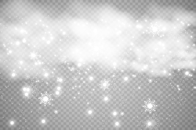 Snowfall. a lot of snow on a transparent background. christmas winter background. snowflakes