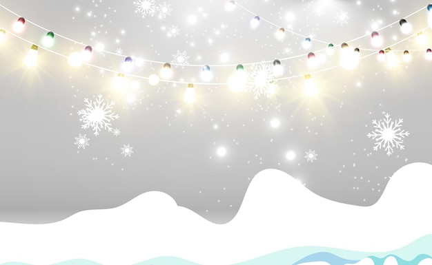 Snowfall A lot of snow on a transparent background Christmas winter background