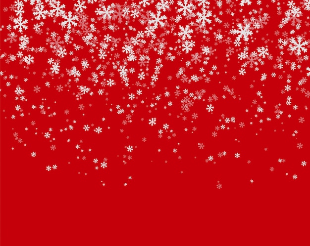 Snowfall on red background