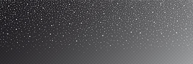 Snowfall on transparent background panoramic image background