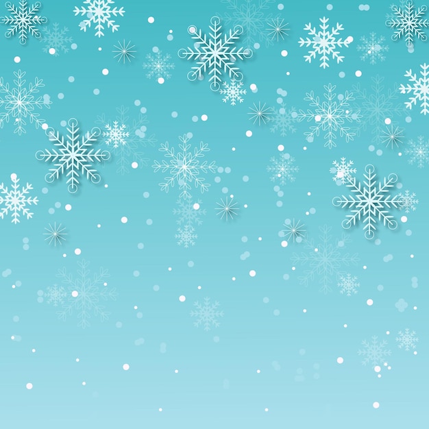 Snowfall winter greeting card Falling snowflakes winter vector illustration Background wallpaper