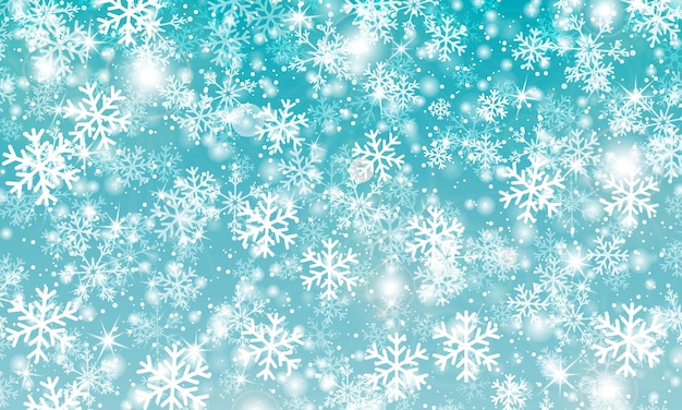 Snowflake background. Falling snow. Vector illustration. Snowfall sky. Christmas winter background.