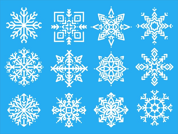 Vector snowflake christmas icon illustration set