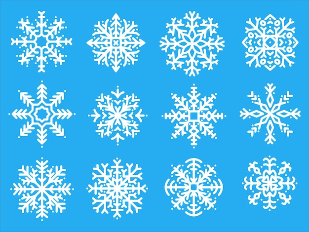 Snowflake Christmas Icon Illustration Set