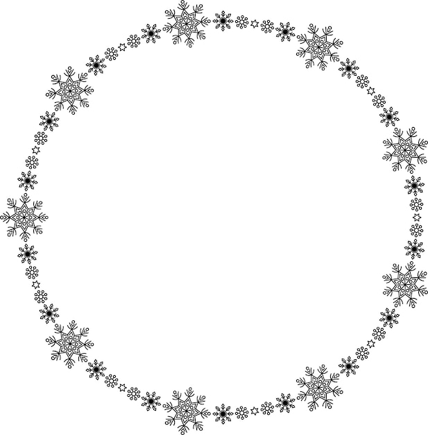 Snowflake circle frame winter snowflake round border