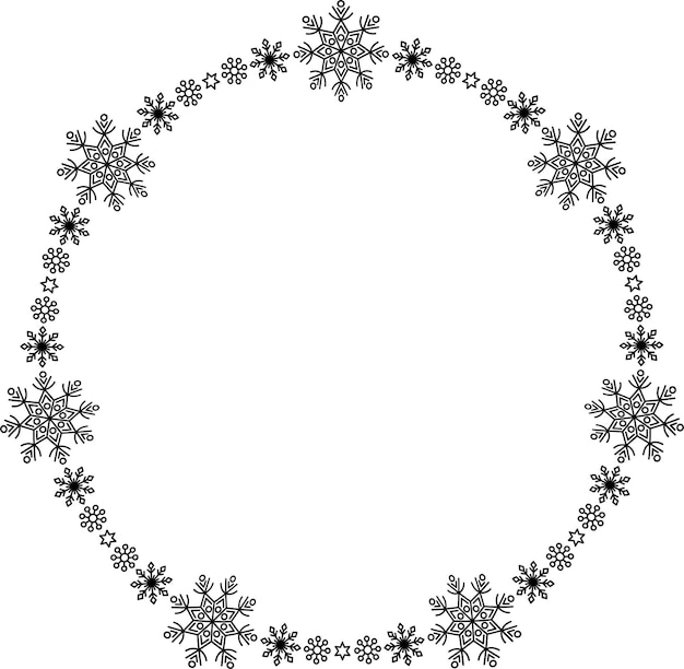 Snowflake circle frame winter snowflake round border