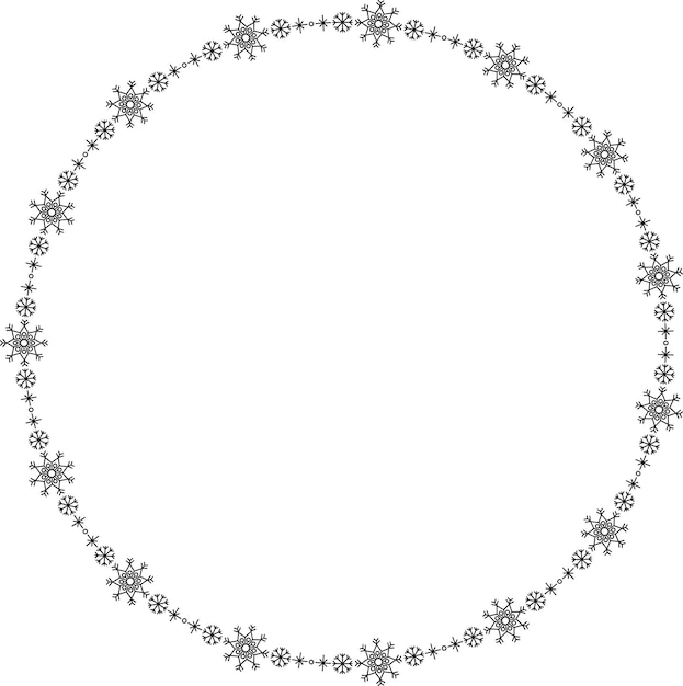 Snowflake circle frame winter snowflake round border