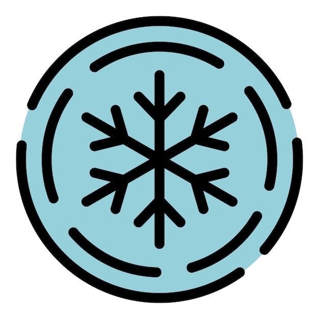 Fiocco di neve in un'icona circolare contorno del fiocco di neve in un'icona vettoriale circolare a colori piatta isolata